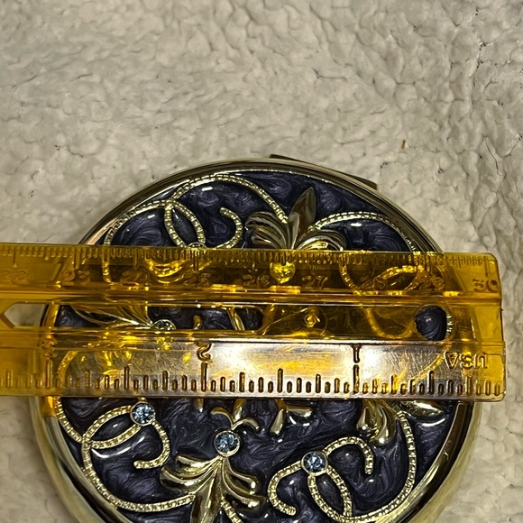 PARTYLITE Brass Travel Candle Holder Tea Light Blue Enamel Jeweled Magnetic Lid - Picture 11 of 12